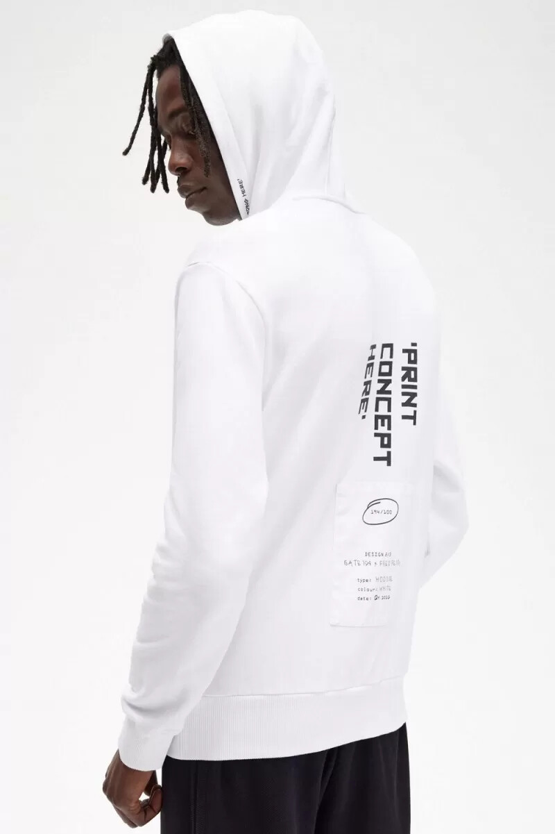 fred perry printed hooded sweat mens shirt white