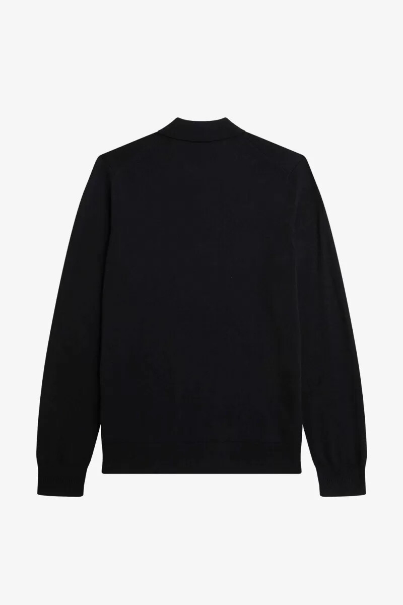 fred perry long sleeve knitted mens shirt black
