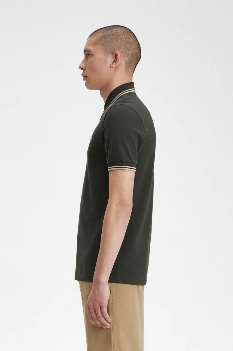 fred perry m3600 mens shirt field green oatmeal oatmeal