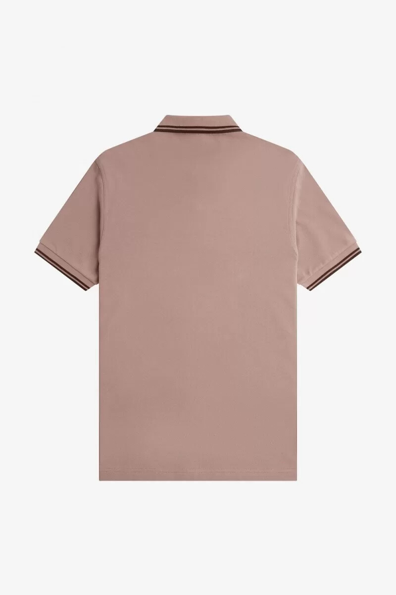 fred perry m3600 mens shirt dark pink burnt tobacco