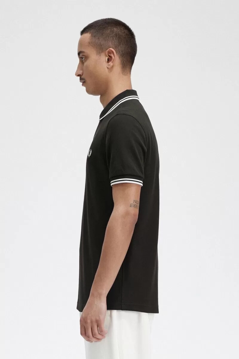 fred perry m3600 mens shirt night green snow white