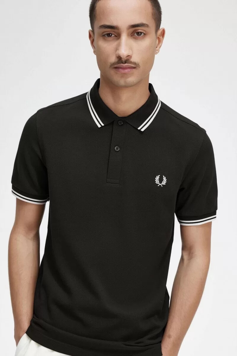 fred perry m3600 mens shirt night green snow white