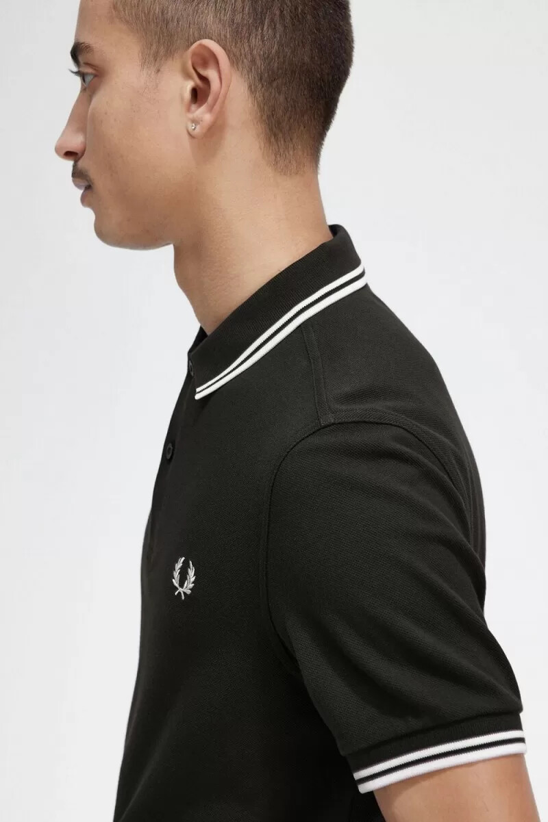 fred perry m3600 mens shirt night green snow white