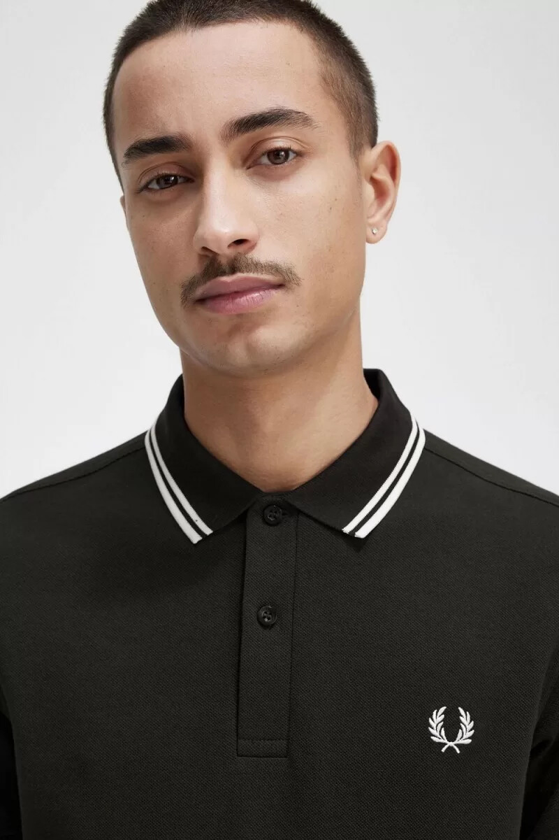 fred perry m3600 mens shirt night green snow white