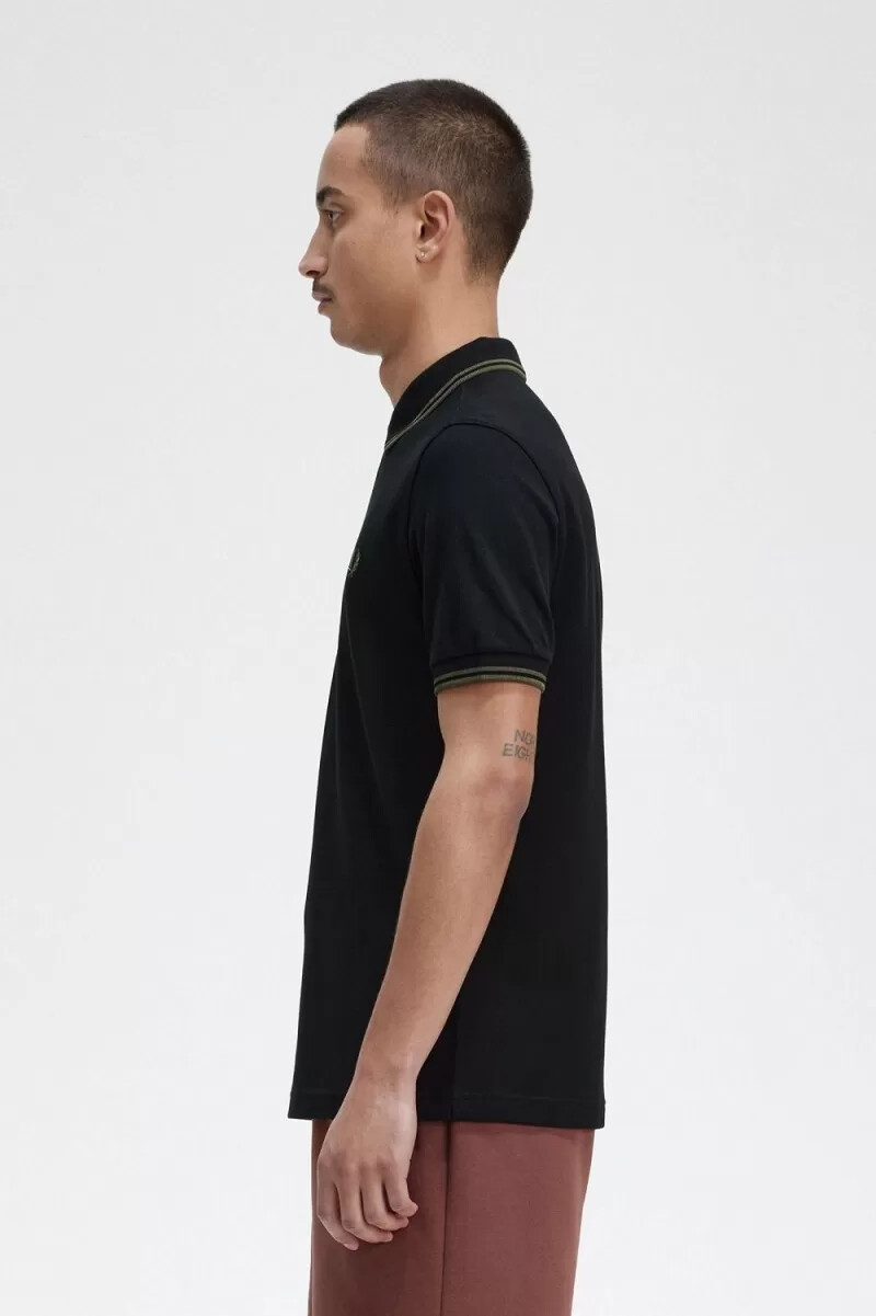 fred perry m3600 mens shirt black field green