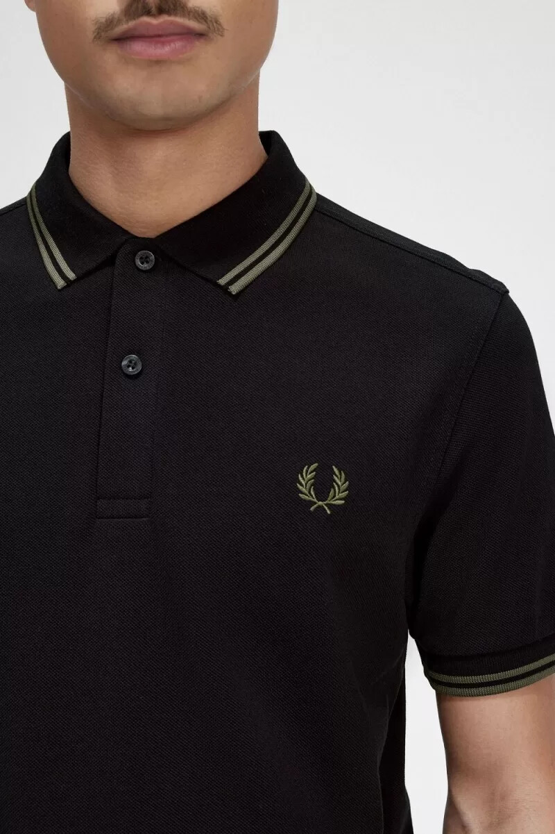 fred perry m3600 mens shirt black field green