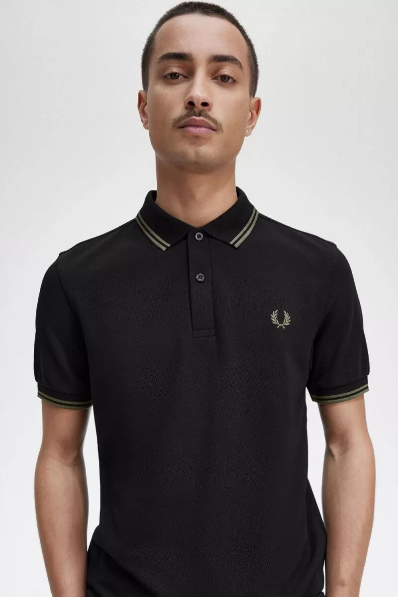 fred perry m3600 mens shirt black field green