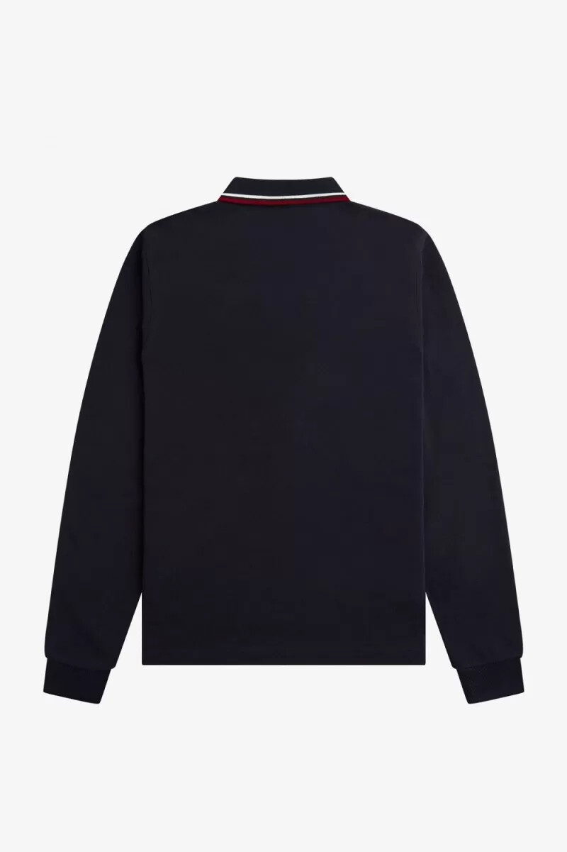 fred perry m3636 mens shirt navy snow white burnt red