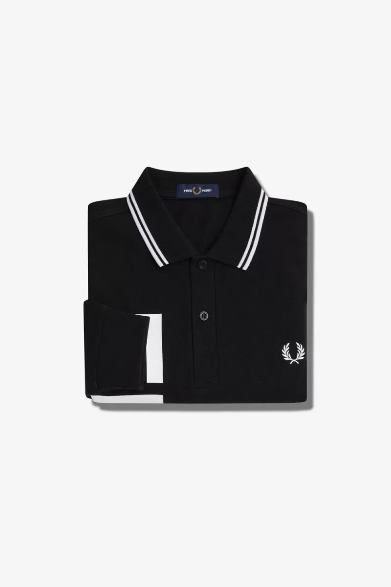 fred perry bold graphic long sleeve mens shirt black