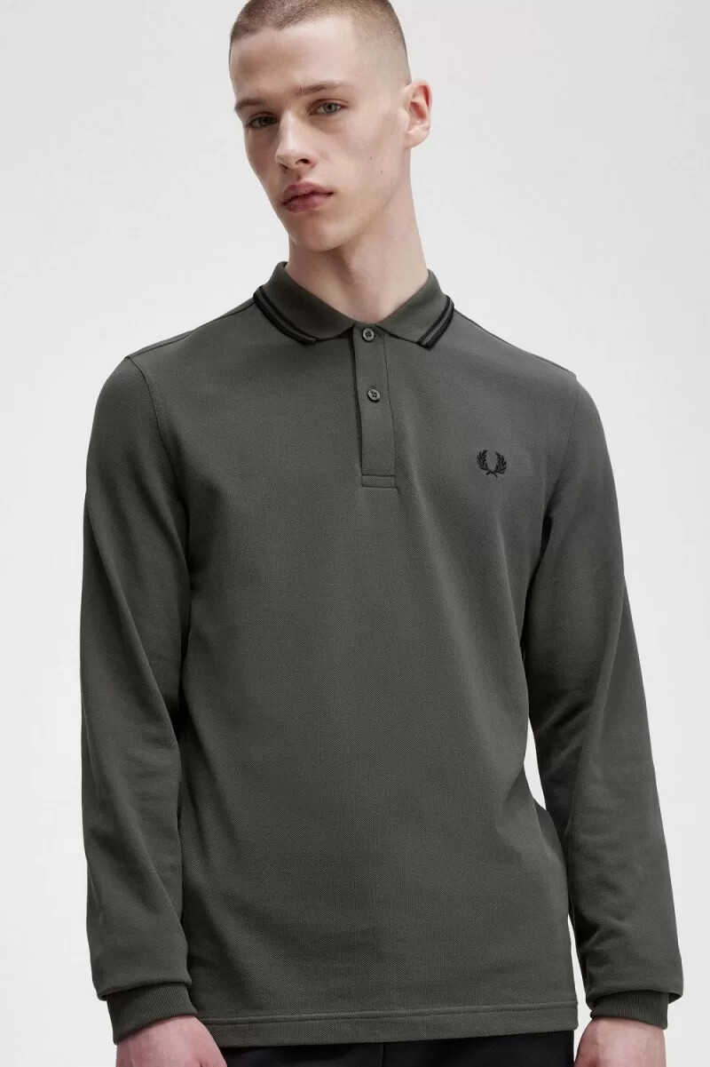 fred perry m3636 mens shirt field green black
