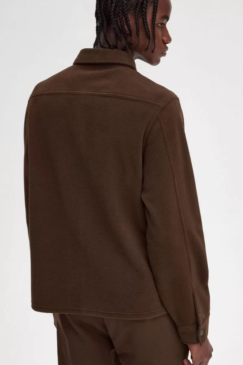 fred perry fleece mens shirt burnt tobacco