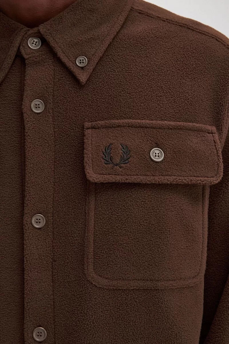 fred perry fleece mens shirt burnt tobacco