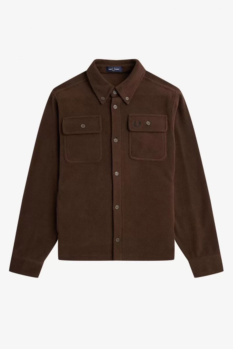 fred perry fleece mens shirt burnt tobacco