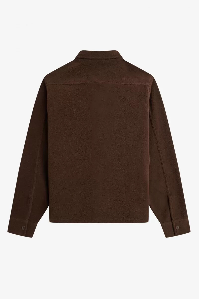 fred perry fleece mens shirt burnt tobacco