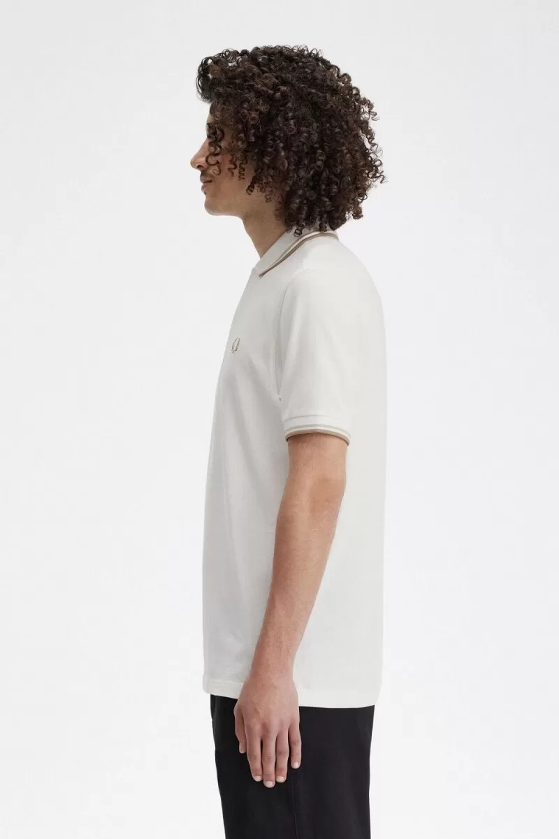 fred perry m3600 mens shirt snow white oatmeal green