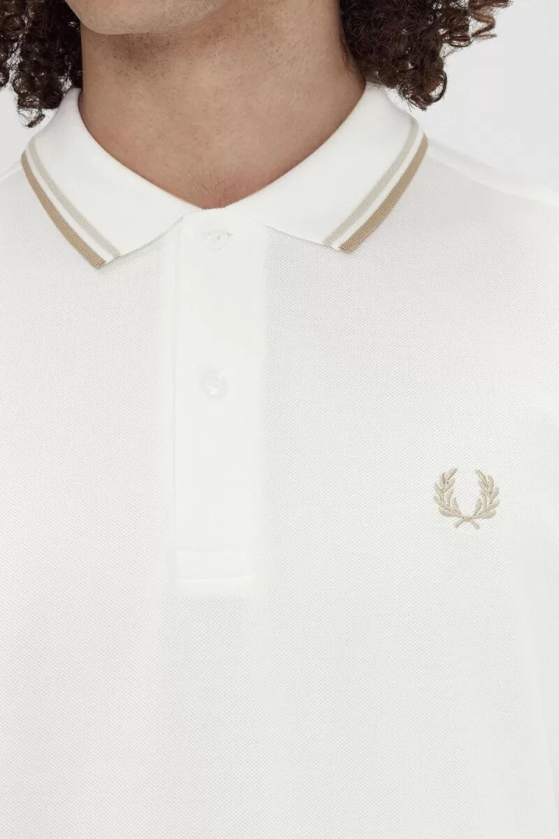fred perry m3600 mens shirt snow white oatmeal green