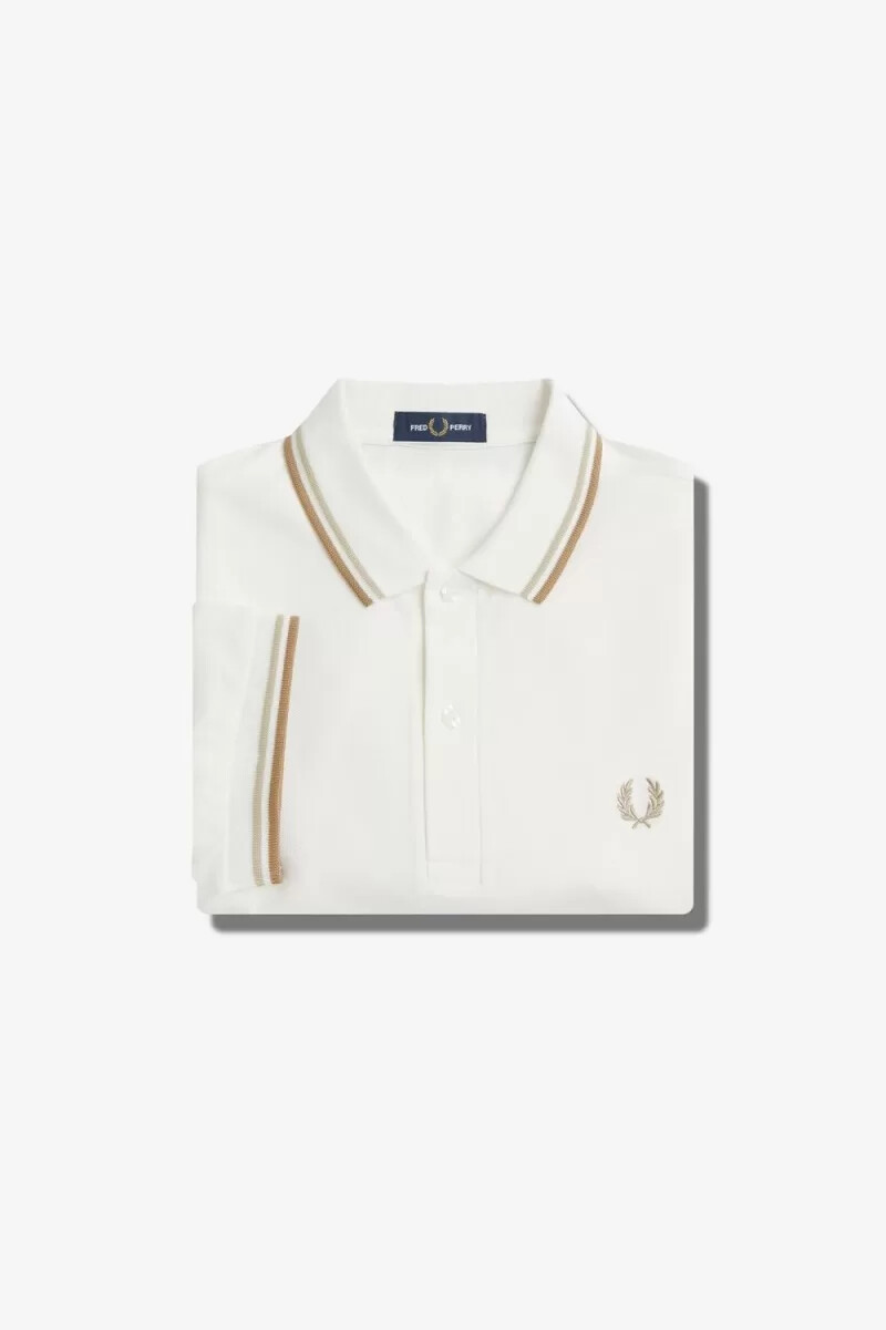 fred perry m3600 mens shirt snow white oatmeal green