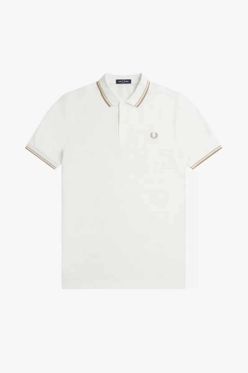 fred perry m3600 mens shirt snow white oatmeal green