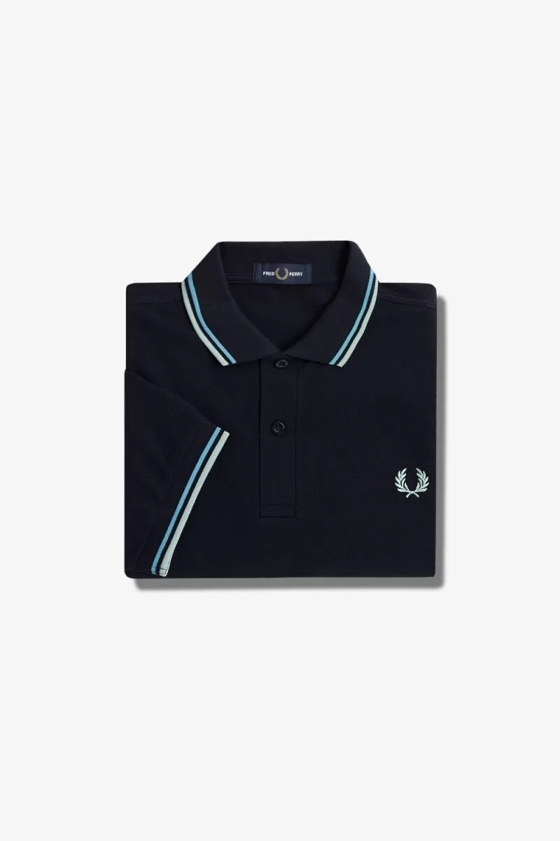 fred perry m3600 mens shirt navy soft blue silver blue