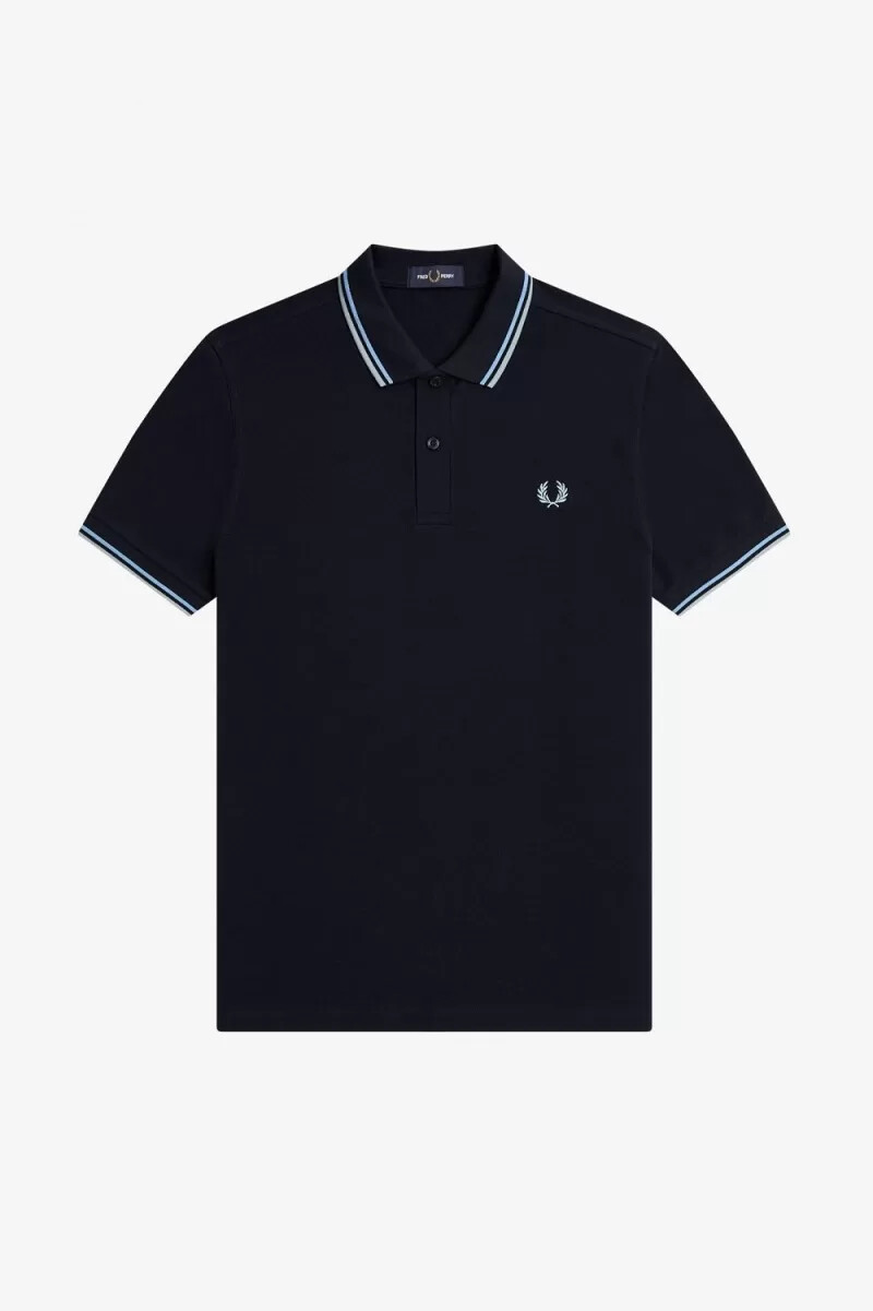 fred perry m3600 mens shirt navy soft blue silver blue