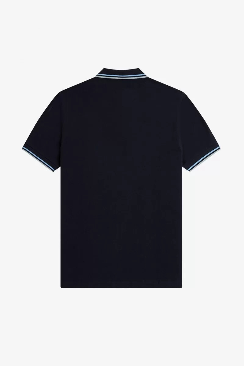 fred perry m3600 mens shirt navy soft blue silver blue