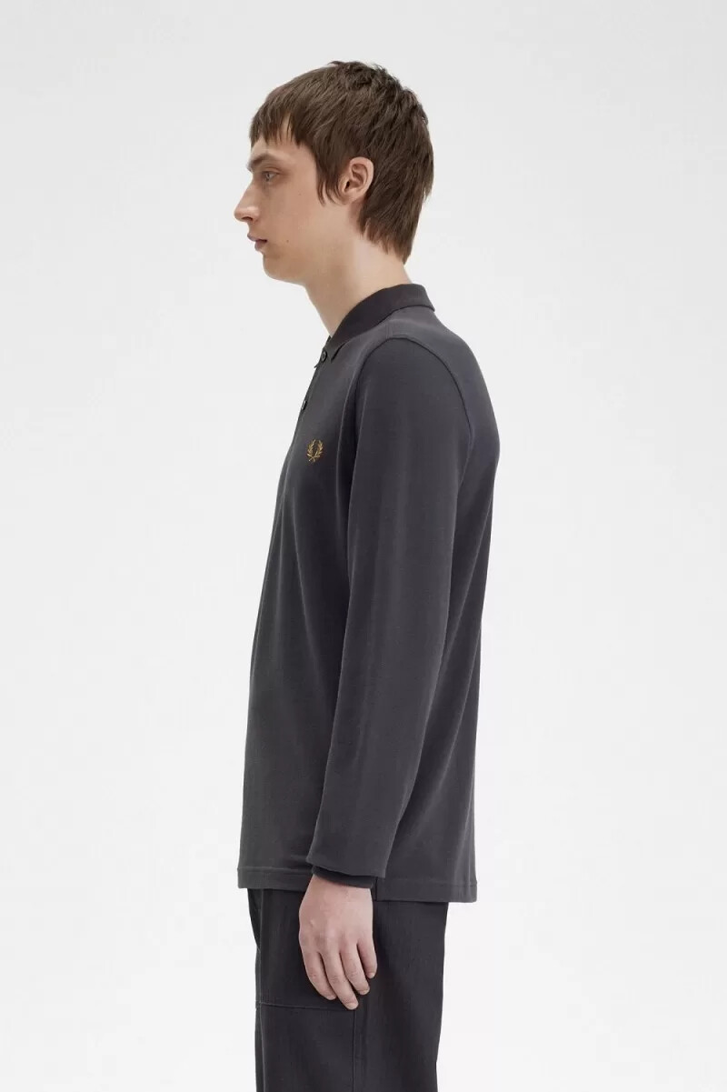 fred perry m6006 mens shirt anchor grey dark coffee