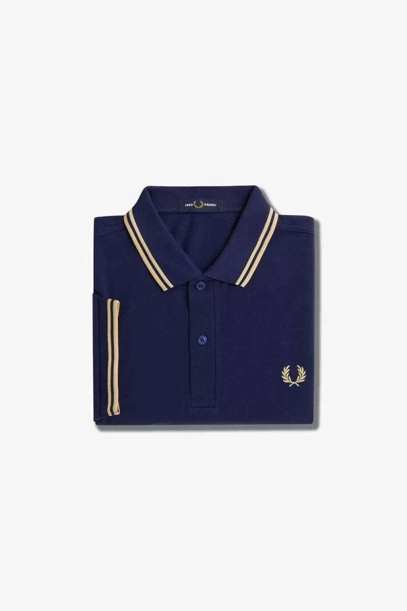 fred perry m3600 mens shirt french navy aqua cream aqua cream