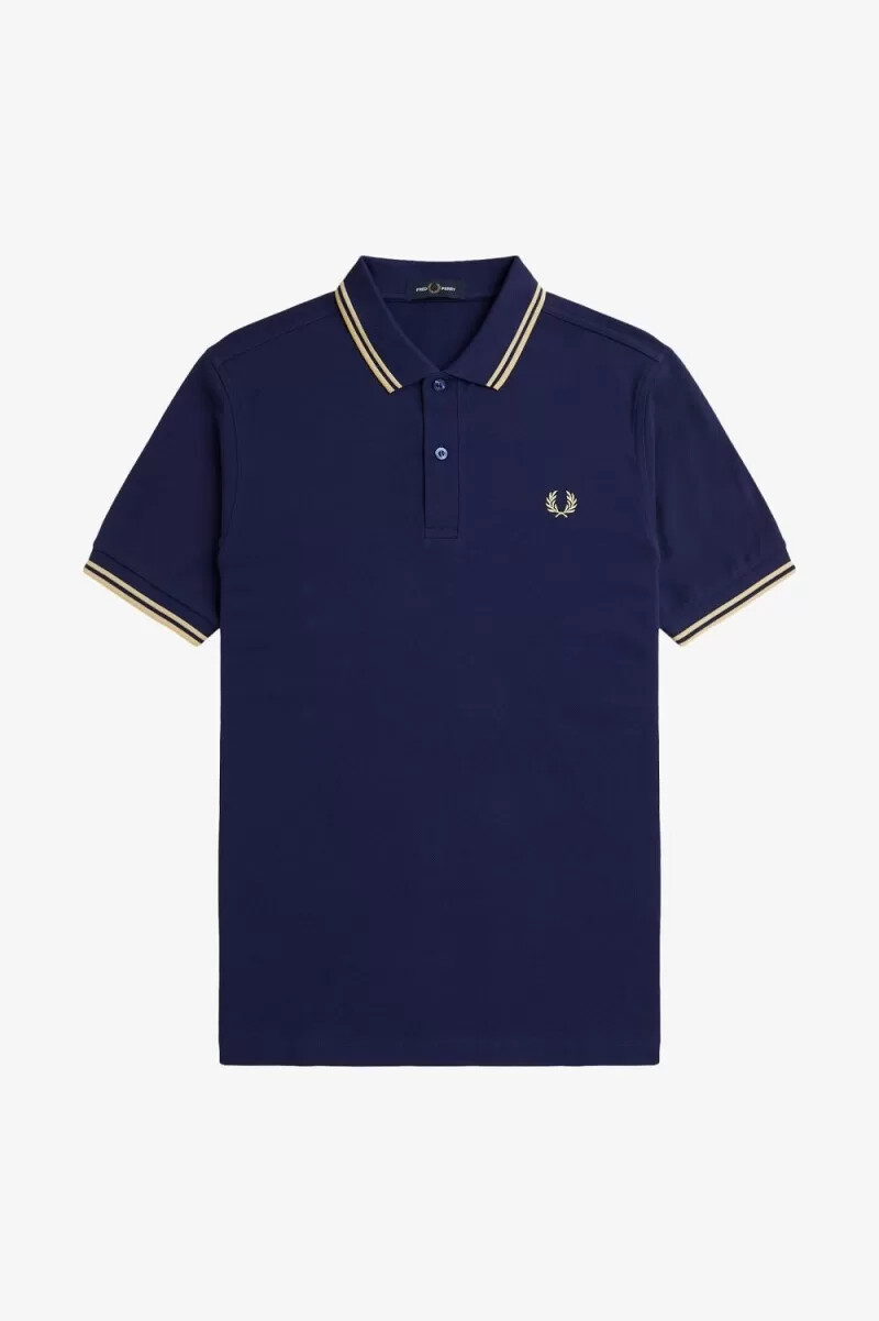 fred perry m3600 mens shirt french navy aqua cream aqua cream