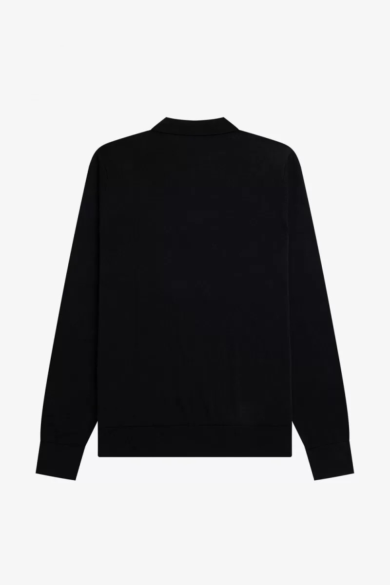 fred perry vertical stripe knitted mens shirt black