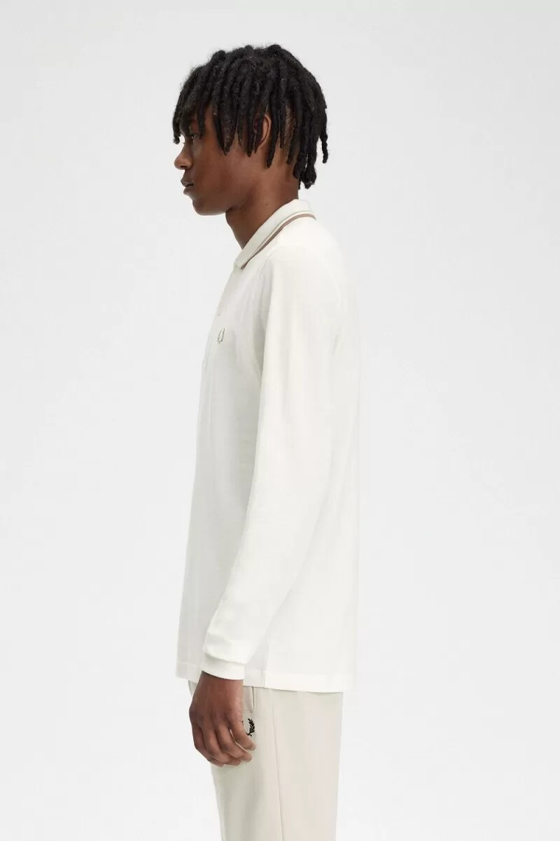 fred perry m3636 mens shirt snow white oatmeal green