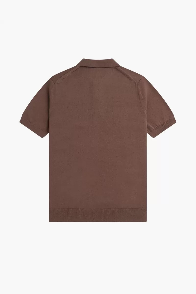 fred perry classic knitted mens shirt dark red