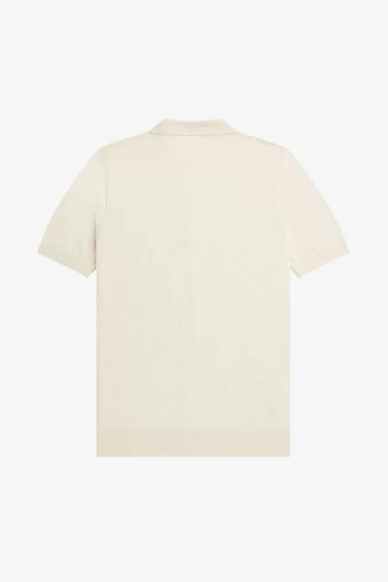 fred perry tonal panel knitted mens shirt beige