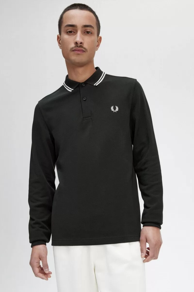 fred perry m3636 mens shirt night green snow white
