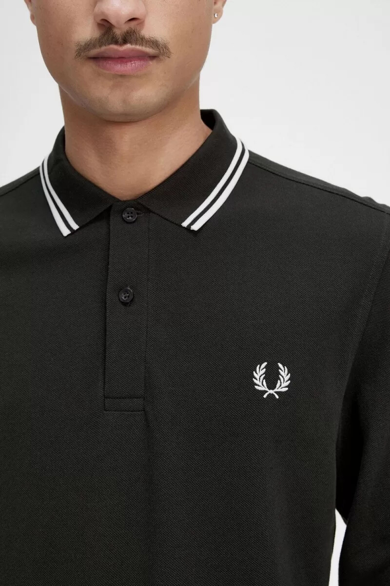fred perry m3636 mens shirt night green snow white