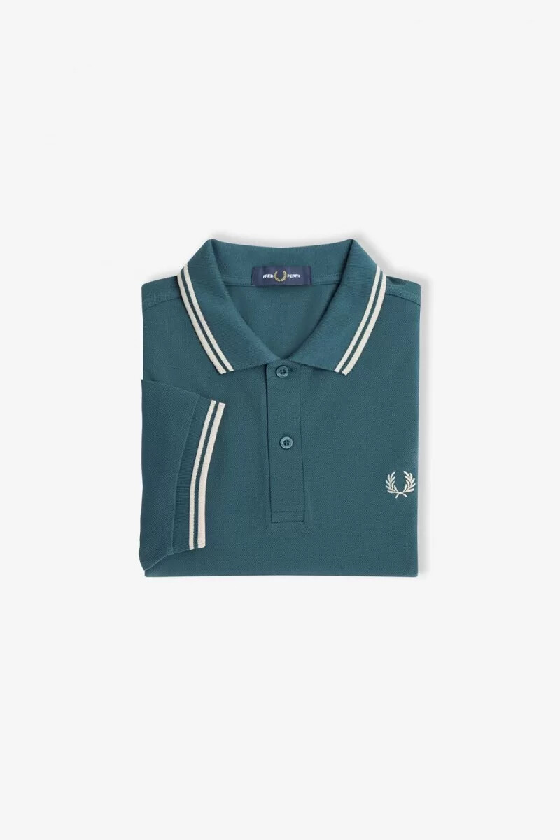 fred perry m3600 mens shirt petrol blue light mint