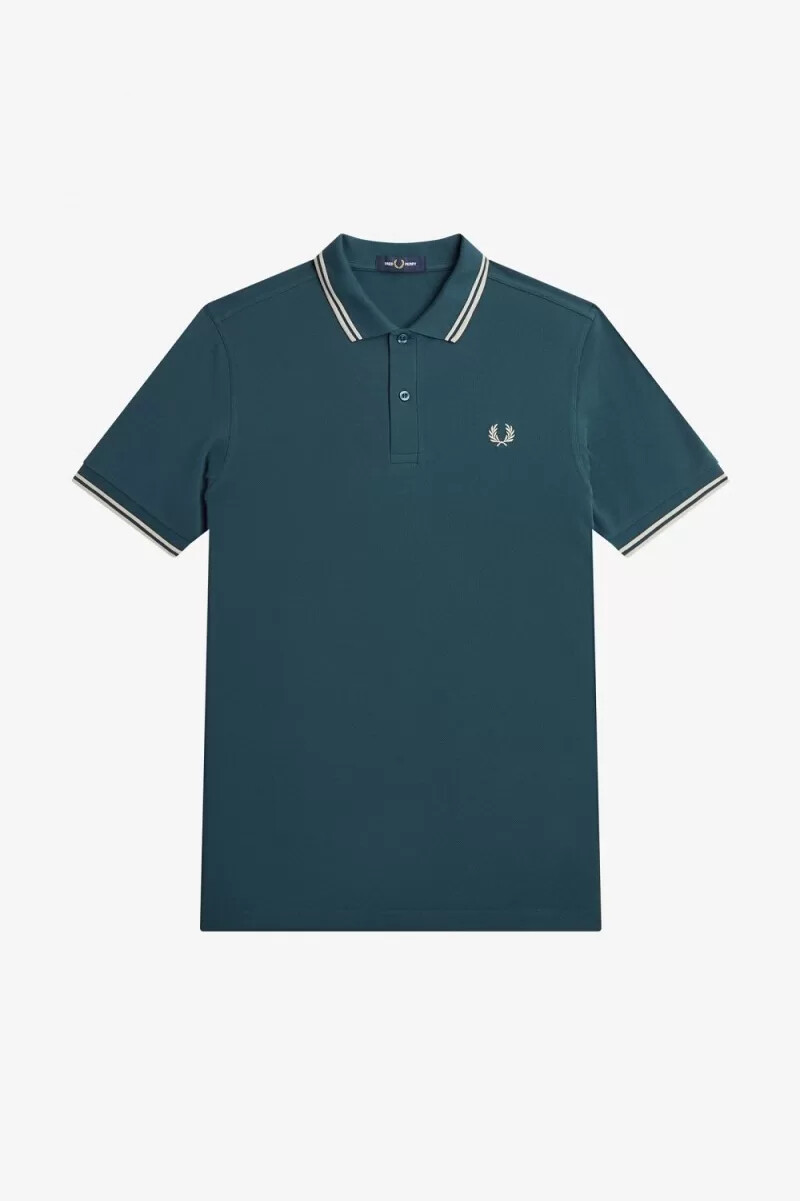 fred perry m3600 mens shirt petrol blue light mint