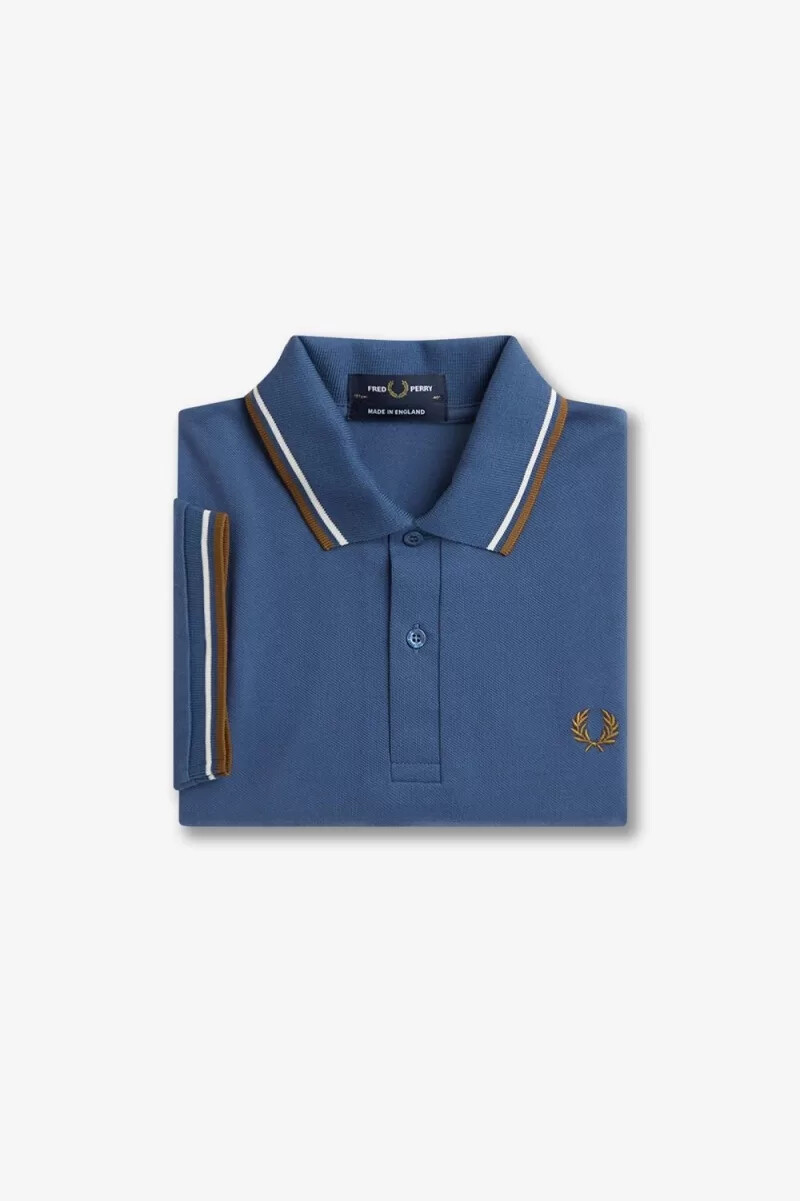 fred perry m12 mens shirt midnight blue beige dark coffee