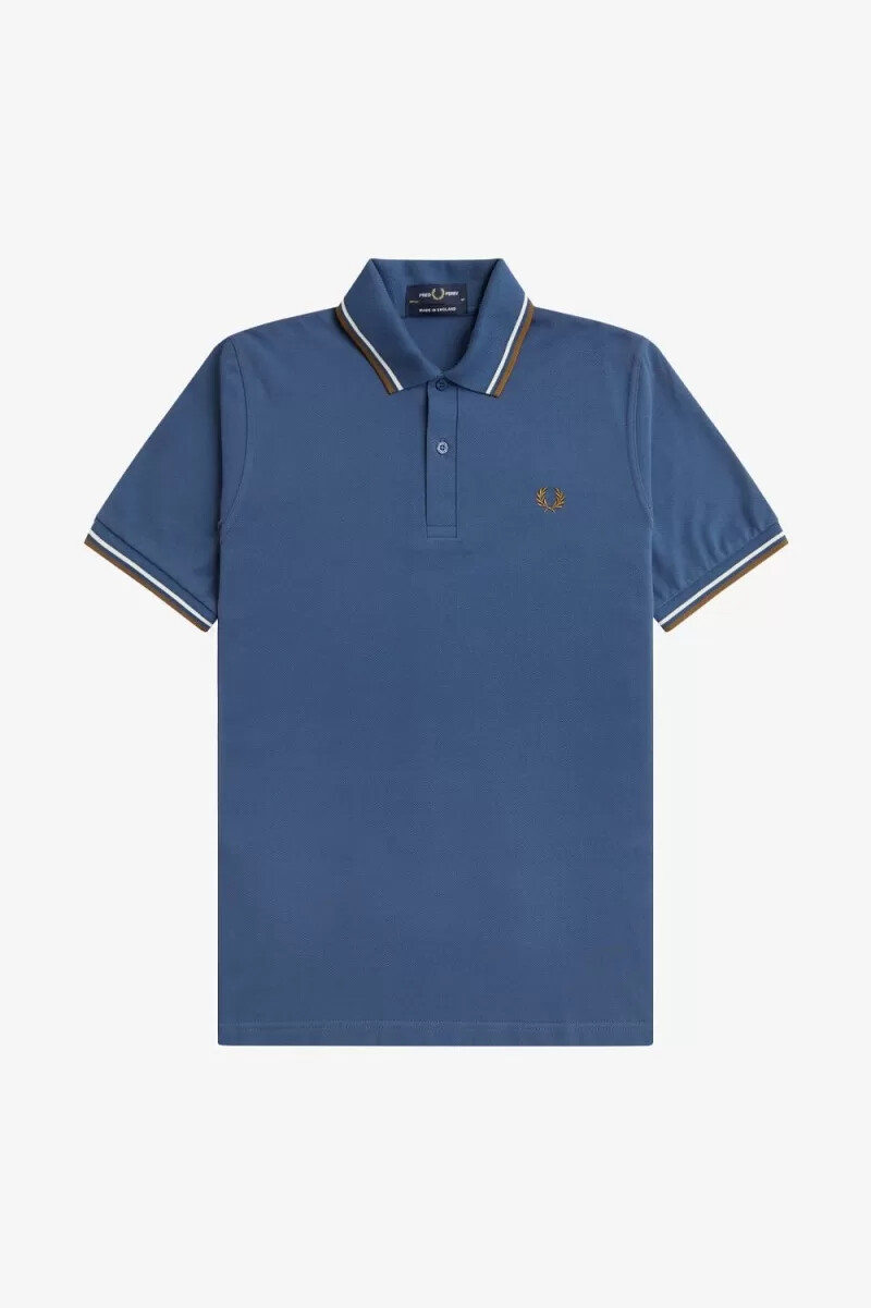 fred perry m12 mens shirt midnight blue beige dark coffee