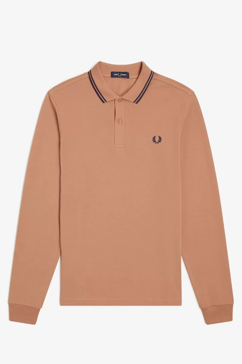 fred perry m3636 mens shirt light rust french navy