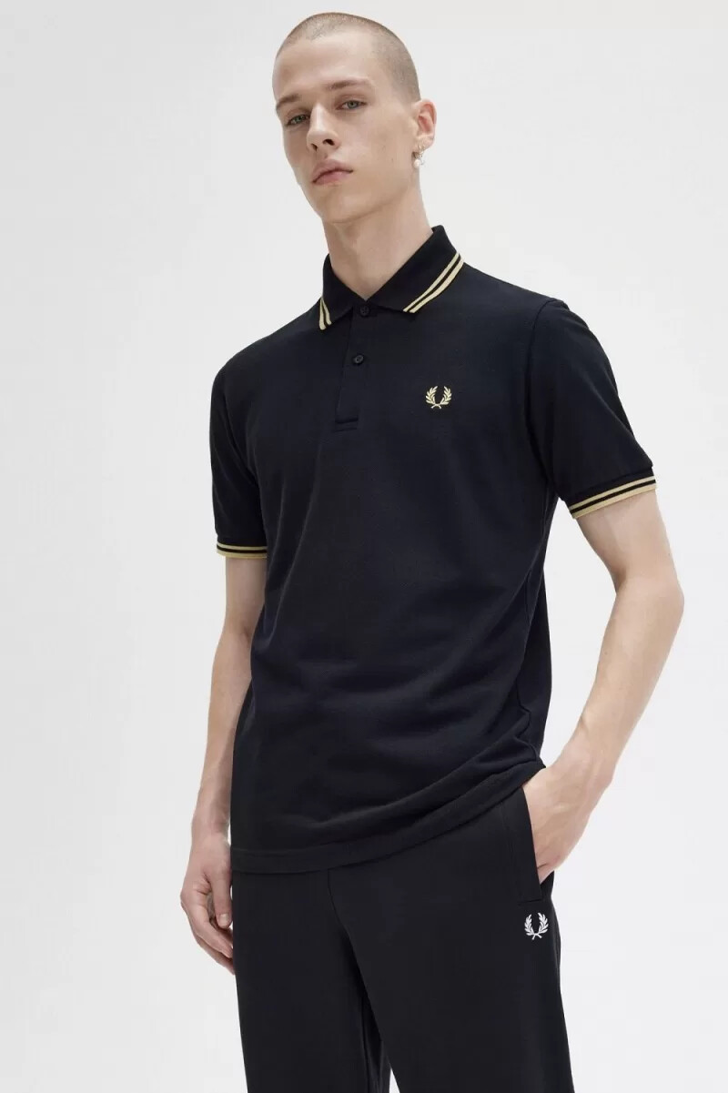 fred perry m12 mens shirt black champagne