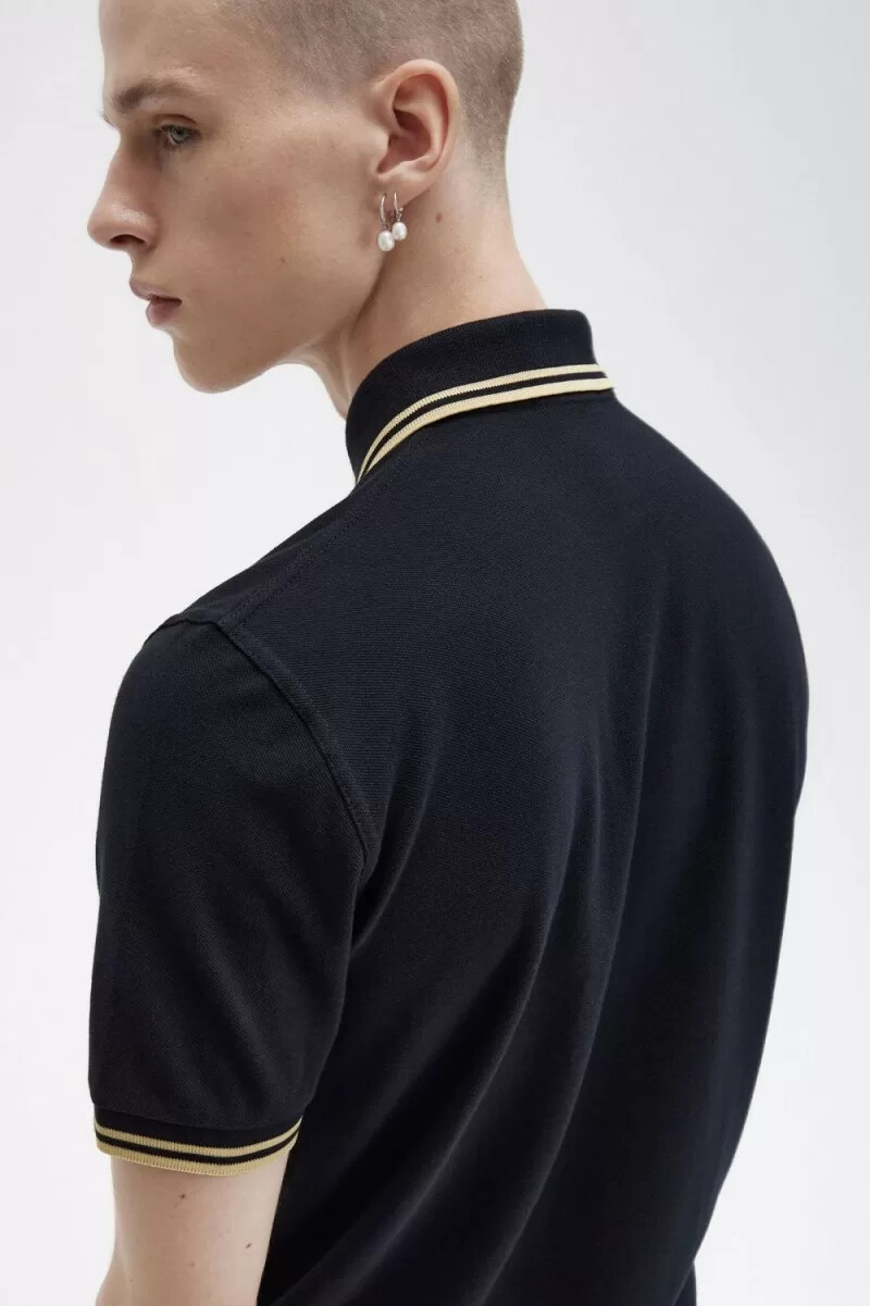 fred perry m12 mens shirt black champagne