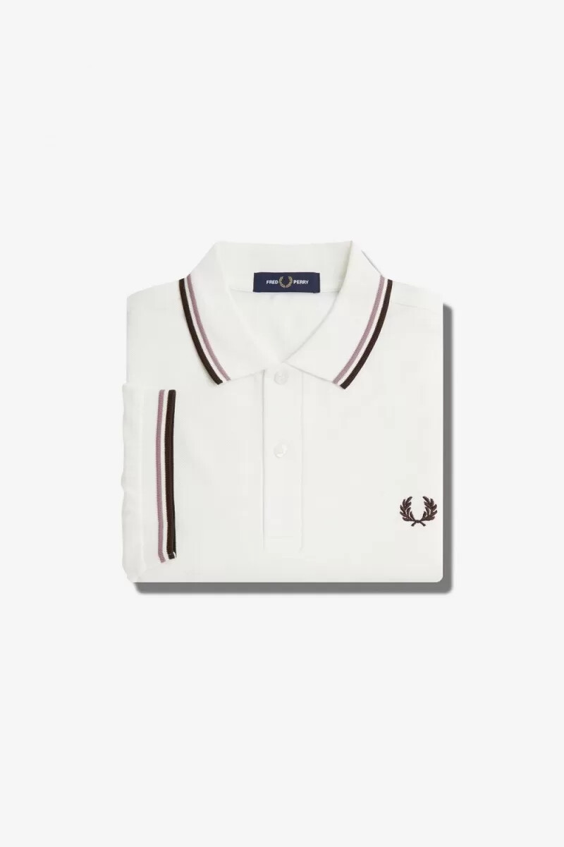 fred perry m3600 mens shirt snow white deep pink burnt tobacco