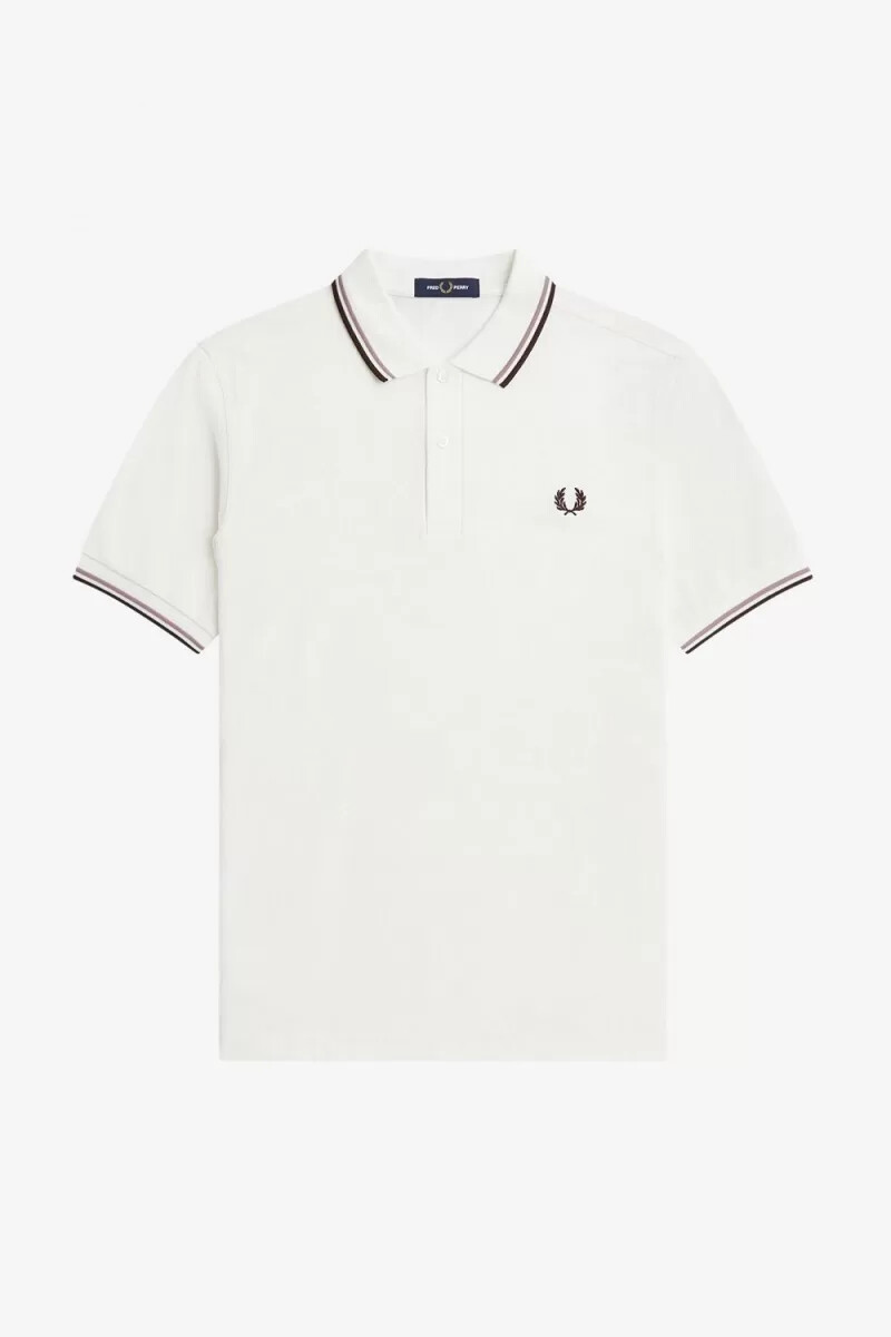fred perry m3600 mens shirt snow white deep pink burnt tobacco
