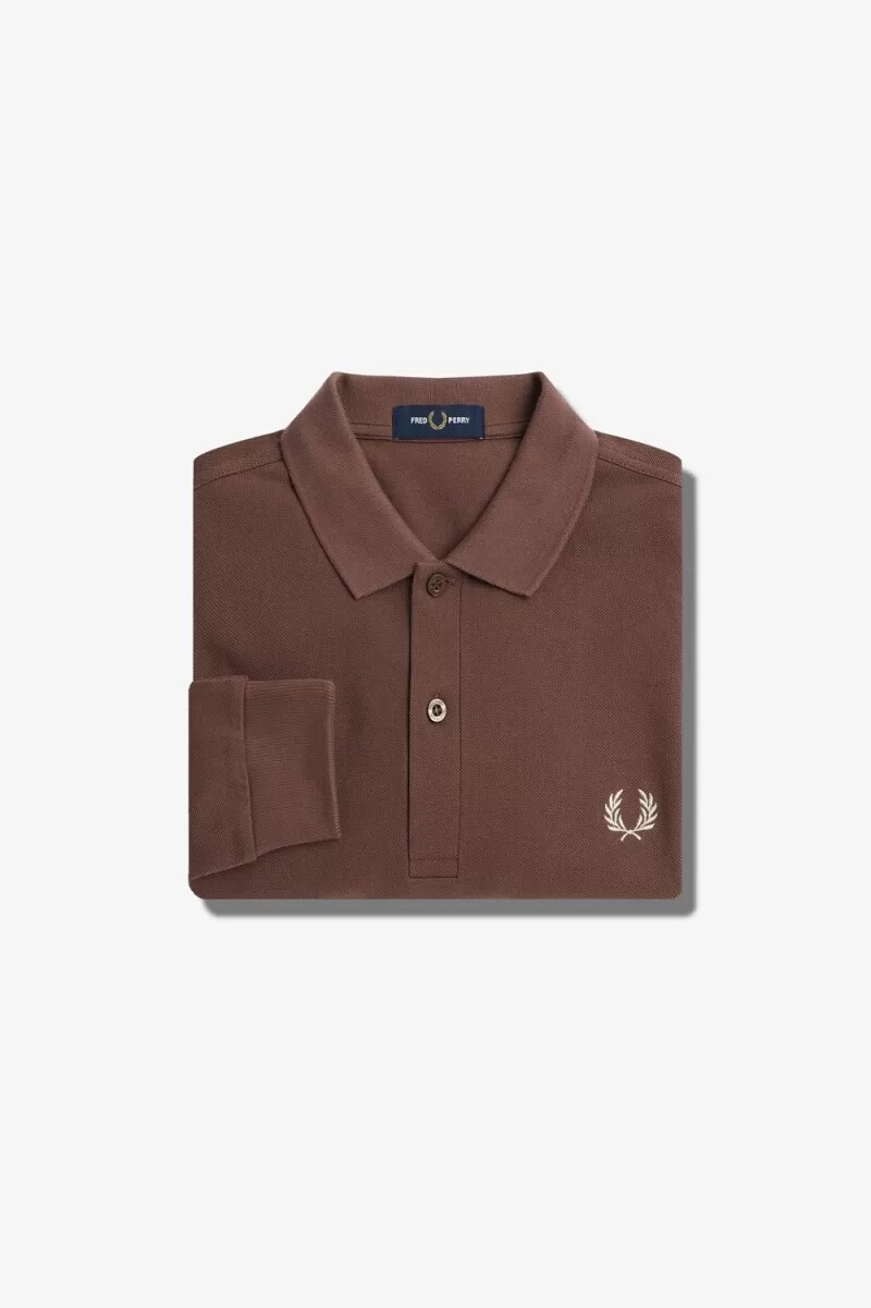 fred perry m6006 mens shirt dark red warm grey