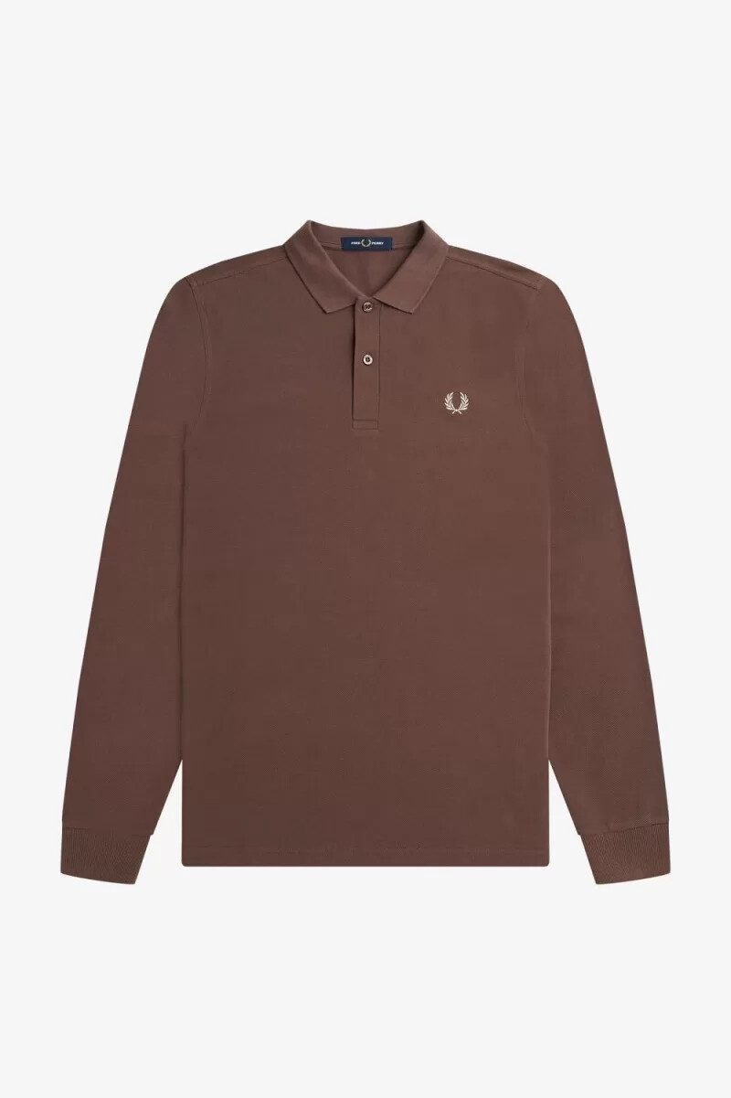 fred perry m6006 mens shirt dark red warm grey