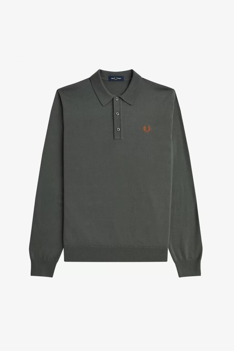 fred perry classic knitted mens shirt field green