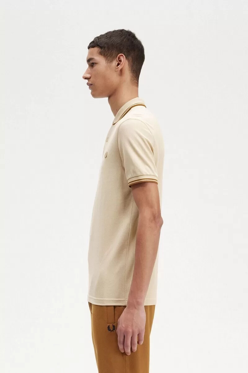 fred perry m3600 mens shirt oatmeal dark coffee dark coffee