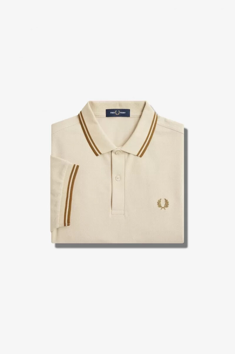 fred perry m3600 mens shirt oatmeal dark coffee dark coffee