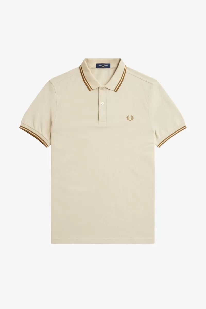 fred perry m3600 mens shirt oatmeal dark coffee dark coffee