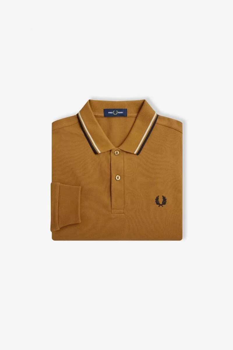fred perry m3636 mens shirt dark coffee oatmeal black